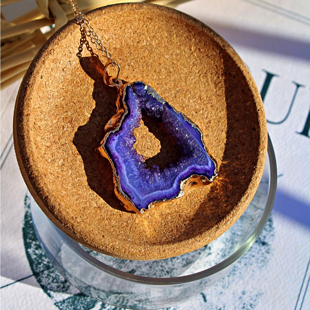 Purple Agate Geode Necklace
